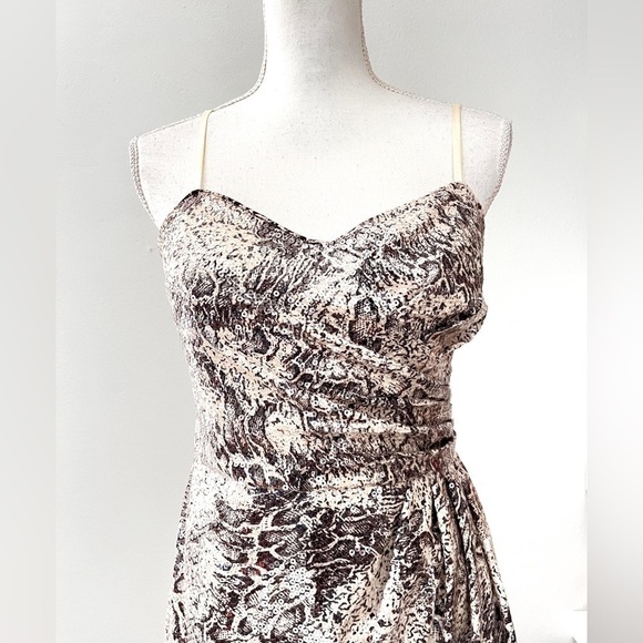 Oleg Cassini sequin snake skin print mini dress size 6 - Picture 9 of 14